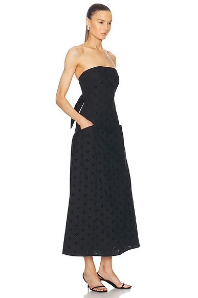 Shop Matteau Broderie Strapless Dress In Floral Broderie Black