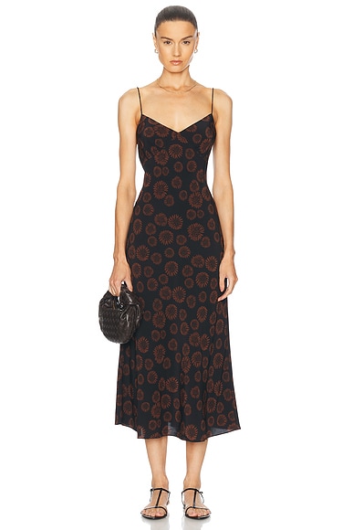 self portrait Arabella Midi Dress in Black Nude FWRD