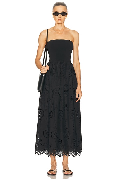 Matteau Knit And Broderie Dress in Black