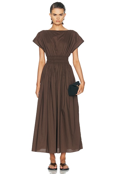 Matteau Shirred Waist Dress in Chocolate