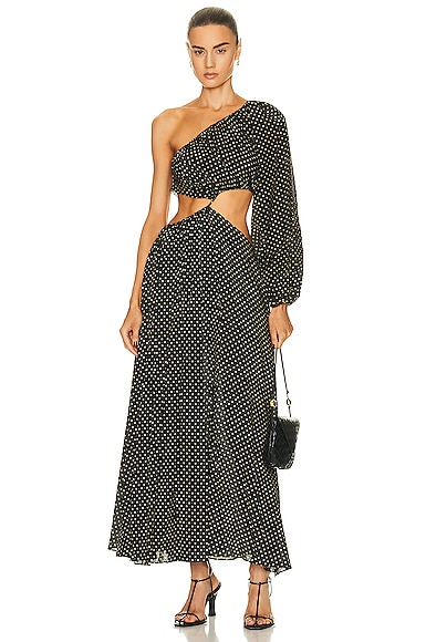 Shop Matteau Asymmetric Wave Dress In Polka Dot