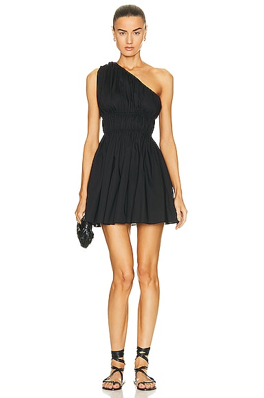 Shirred One Shoulder Mini Dress