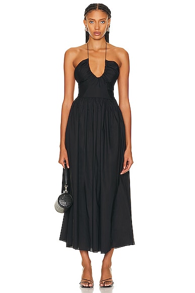 Shop Matteau Drawcord Halter Sun Dress In Black