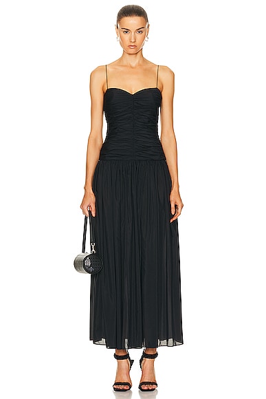 Matteau Gathered Drop Waist Dress in Black