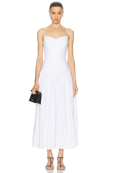 Matteau Gathered Drop Waist Dress in White
