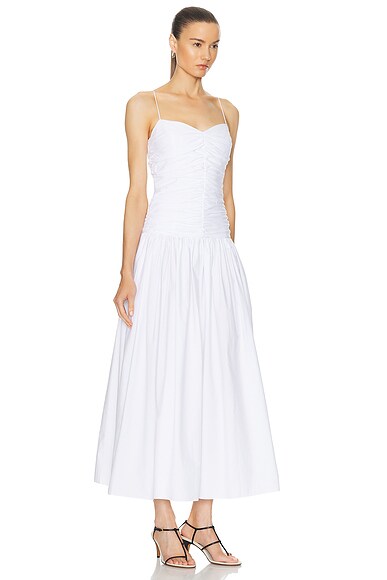 Matteau Gathered Drop Waist Dress In White