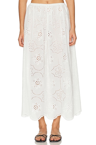 Matteau Broderie Midi Skirt in White