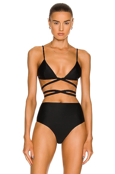 Matteau Wrap Triangle Bikini Top in Black