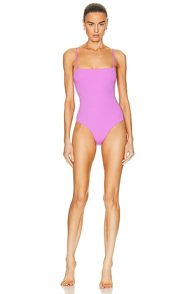 Matteau Petite Square Maillot One Piece Swimsuit in Orchid Crinkle