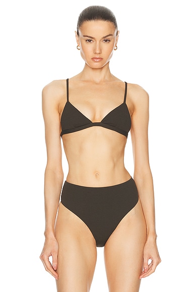 Shop Matteau Petite Triangle Bikini Top In Thyme Crinkle