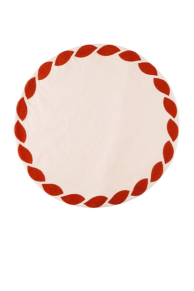 Shop Misette Embroidered Linen Placemats Set Of 4 In Weave Red