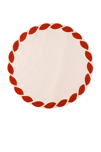 Misette Embroidered Linen Placemats Set Of 4 In Weave Red