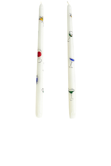 Misette Hand Painted Taper Candles Set Of 2 In Cocktails