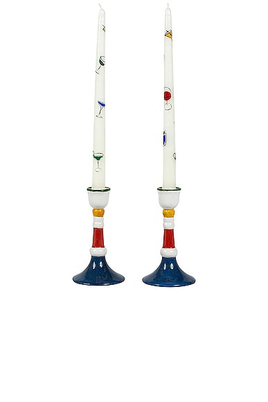 Shop Misette Hand Painted Taper Candles Set Of 2 In Cocktails
