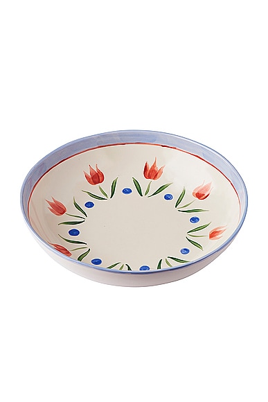 Shop Misette Hand Painted Serving Bowl In Jardin Tulips
