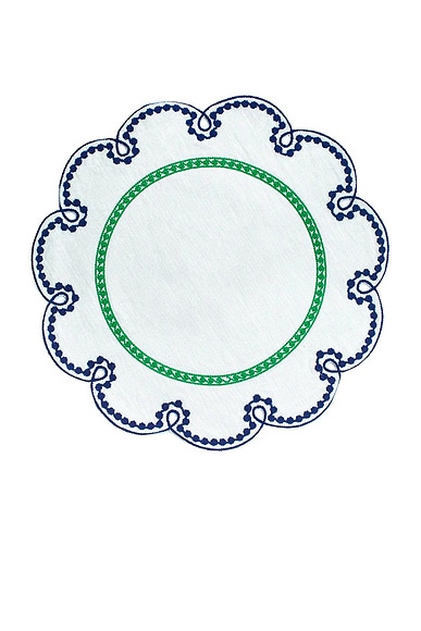 Misette Embroidered Linen Placemats Set Of 4 In Blue & Green