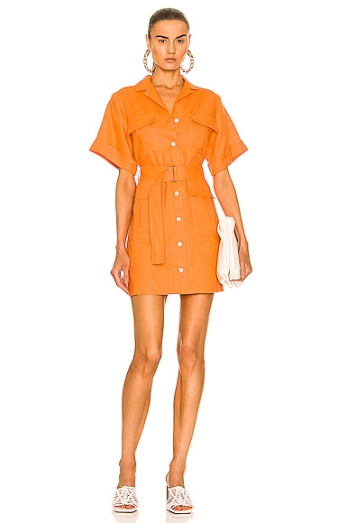MATTHEW BRUCH Safari Mini Dress in Orange
