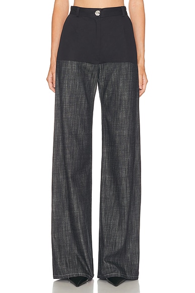 MATTHEW BRUCH High Waist Combo Straight Leg in Black Denim