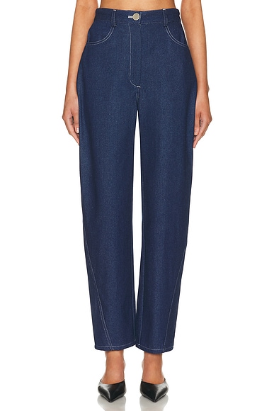 MATTHEW BRUCH High Waisted Straight Leg in Medium Wash Denim