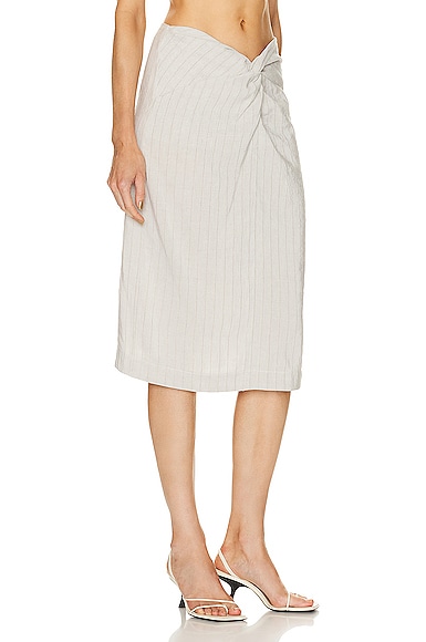 Shop Matthew Bruch Twist Midi Skirt In Oatmeal Stripe