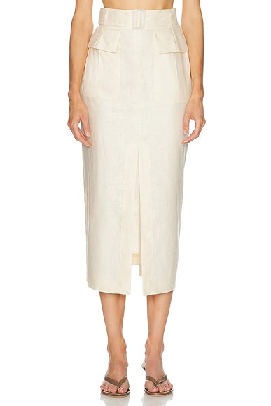 MATTHEW BRUCH Cargo Midi Skirt in Cream