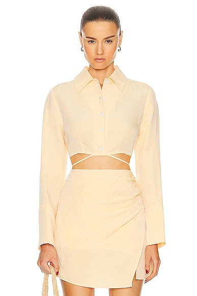Long Sleeve Cropped Button Up Shirt