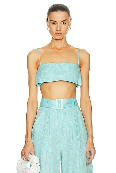 Structured Bandeau Crop Top in Teal