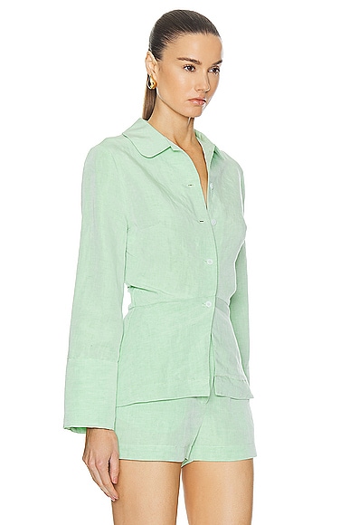 Shop Matthew Bruch Blouson Long Sleeve Blouse In Green