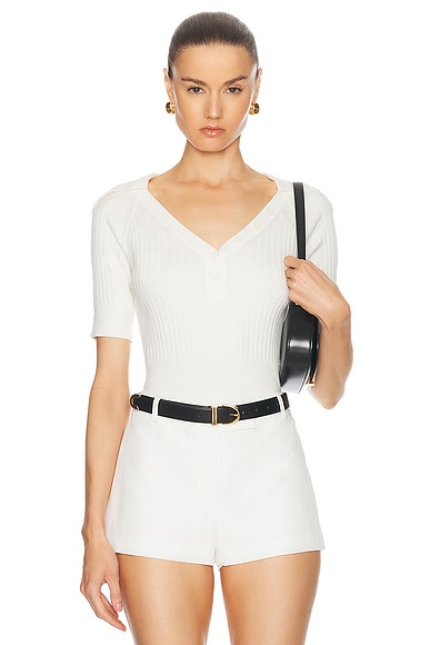 Polo Rib Knit Crop Top