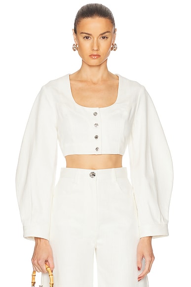 Apron Leg Of Mutton Sleeve Crop Top