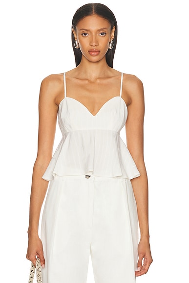 MATTHEW BRUCH Sweet Heart Crop Top in White Stripe