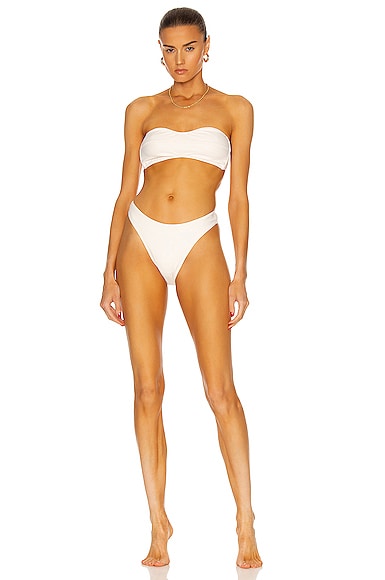 MATTHEW BRUCH Eva High-Cut Bikini Set in Cream