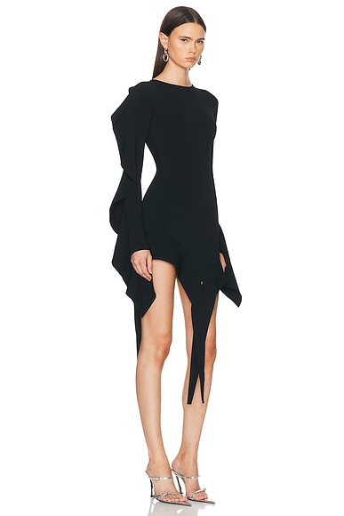 Shop Mugler Long Sleeve Mini Dress In Black