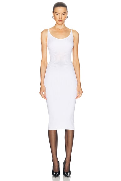 Mugler Tank Midi Dress in Off White