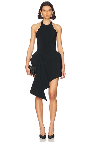Mugler High Neck Mini Dress in Black