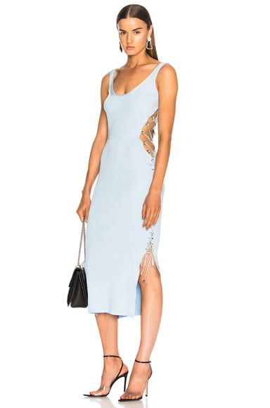 Side Lace Up Midi Dress