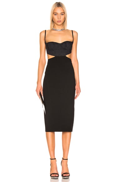 Mugler Cut Out Dress in Black | FWRD
