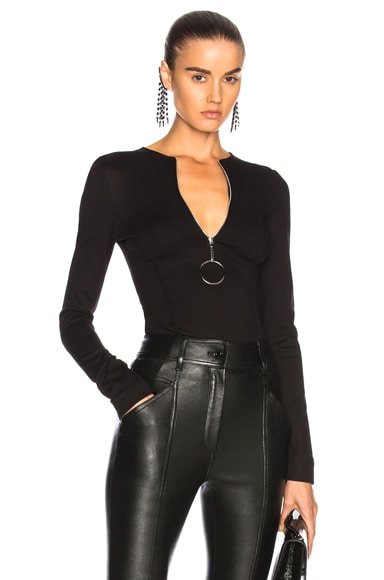 Jersey Zip Up Bodycon Bodysuit