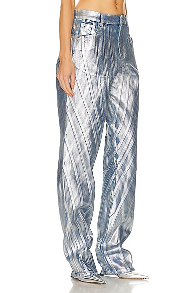 Shop Mugler Spiral Baggy Jean In Chrome