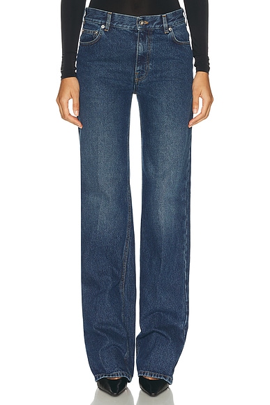 Mugler Mid Rise Wide Leg in Blue Rinse