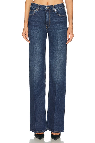 Mugler Low Waist Straight Leg in Brushed Blue Washed