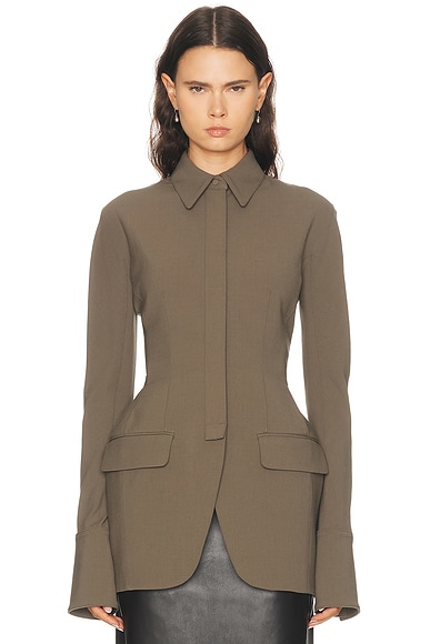 Cinched Wool Blend Jacket