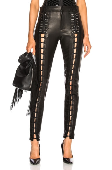 Mugler Leather Lace Up Leggings in 