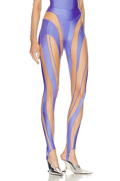 Shop Mugler Spiral Illusion Legging In Lilac & Nude 01