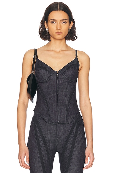 Mugler Corset Top in Undone Blue & Black