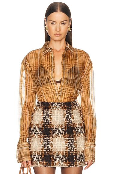 Plaid Silk Button Down Shirt