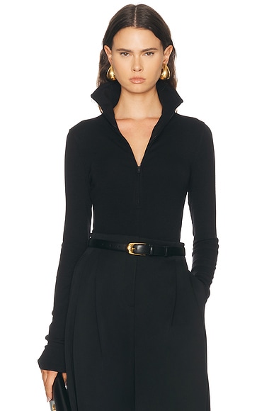 Mugler Quarter Zip Top in Black