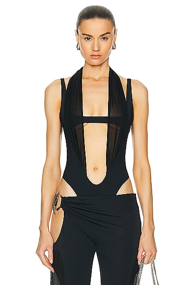 Mugler One Piece Cut Out Swimsuit in Black