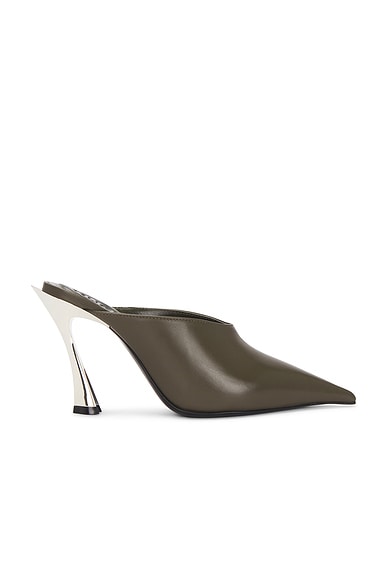 Mugler Leather Mule in Khaki