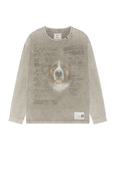 Bleached Long Sleeves Tee in Taupe